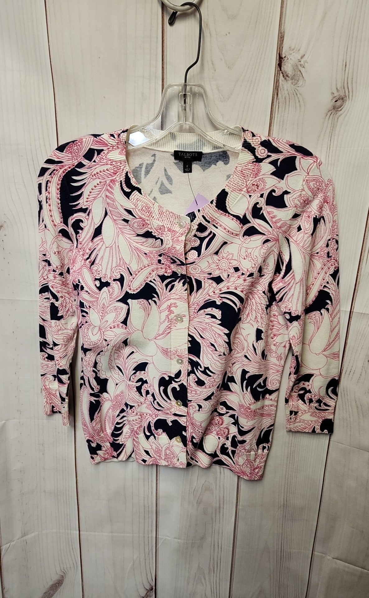 Talbots Women's Size Petite Pink & Blue Cardigan