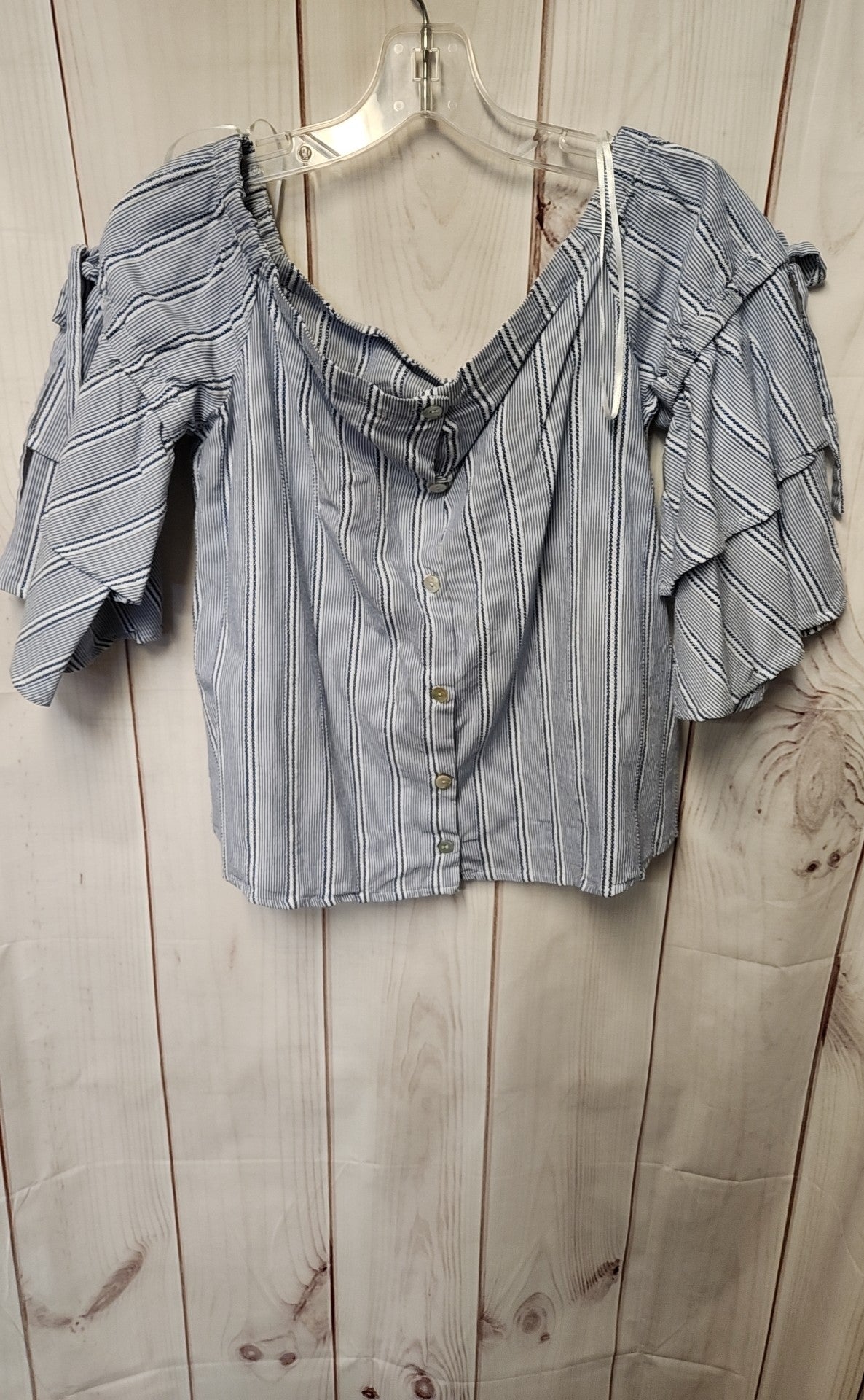 Nu Construction Women's Size S Blue Short Sleeve Top