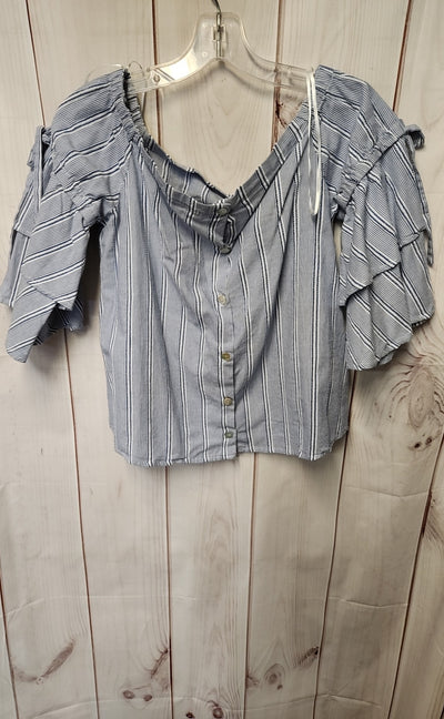 Nu Construction Women's Size S Blue Short Sleeve Top
