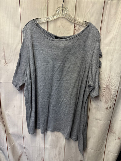 AGB Women's Size 3X Gray Cold Shoulder Top
