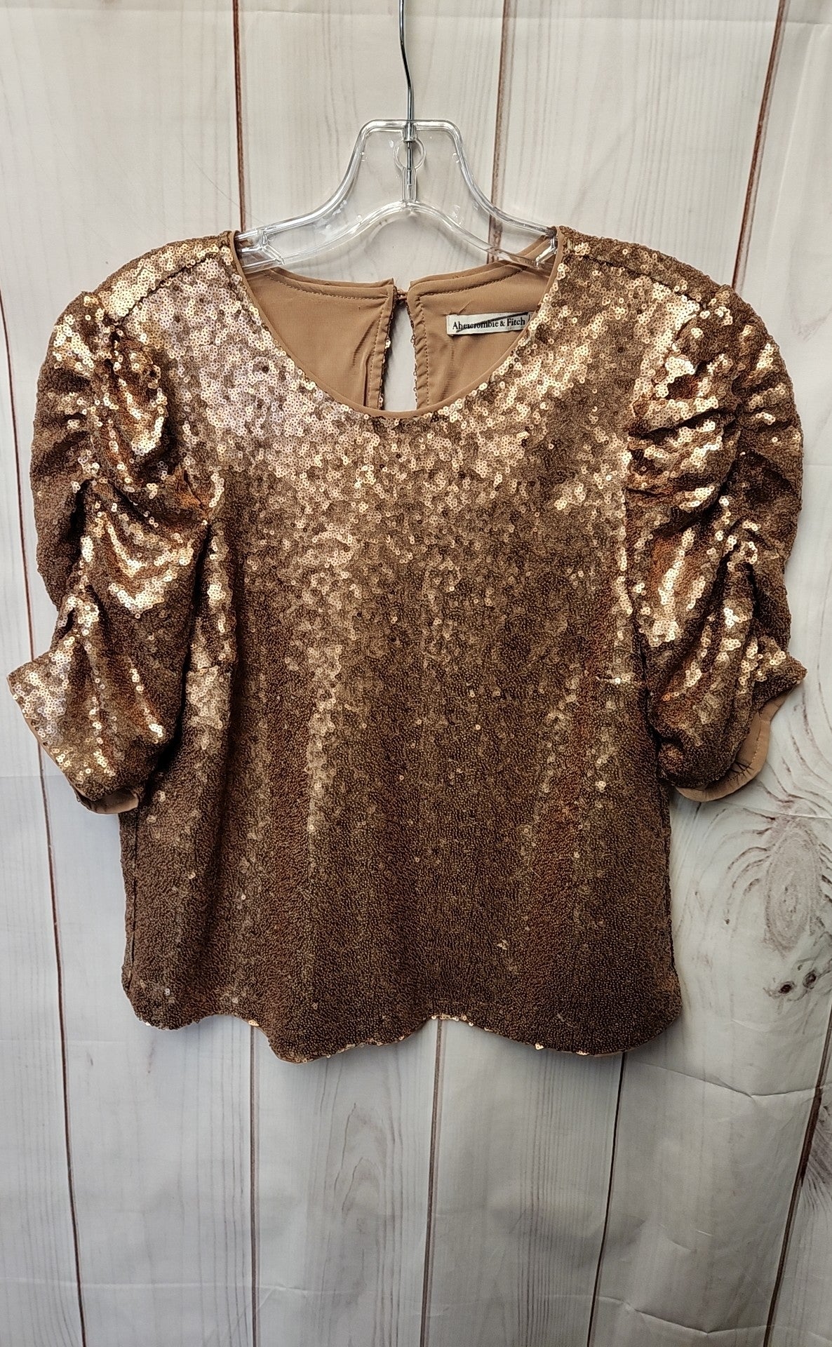 Abercrombie & Fitch Women's Size M Brown Sequined Short Sleeve Top