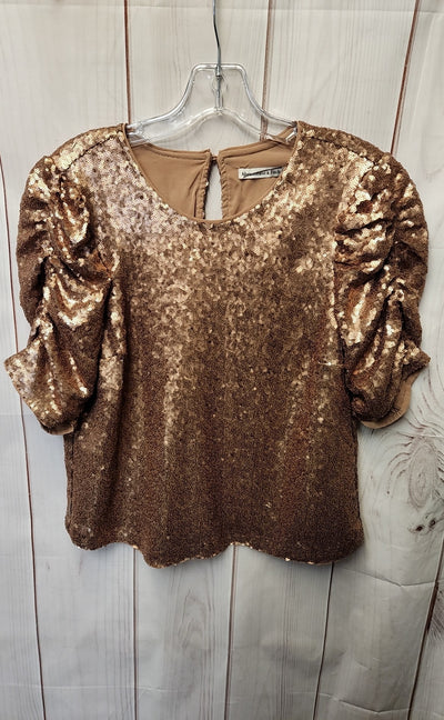 Abercrombie & Fitch Women's Size M Brown Sequined Short Sleeve Top