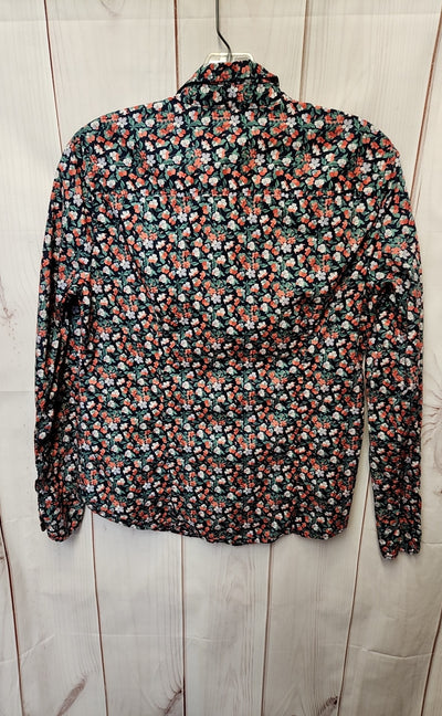 J Crew Women's Size 8 Green Floral Long Sleeve Top