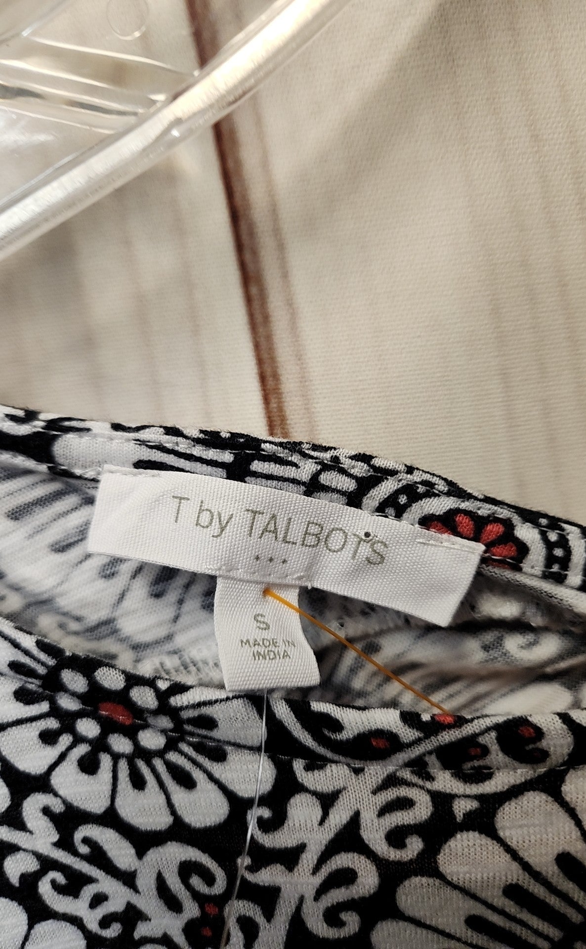 NWT Talbots Women's Size S White & Black 3/4 Sleeve Top