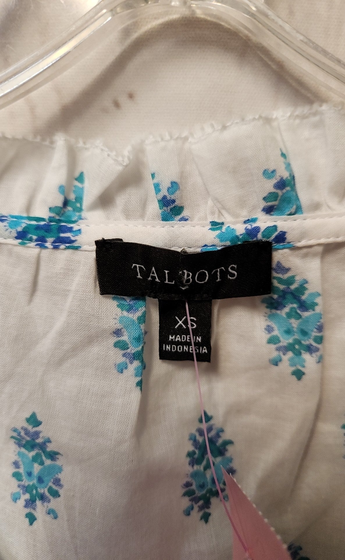 Talbots Women's Size XS White & Blue Sleeveless Top