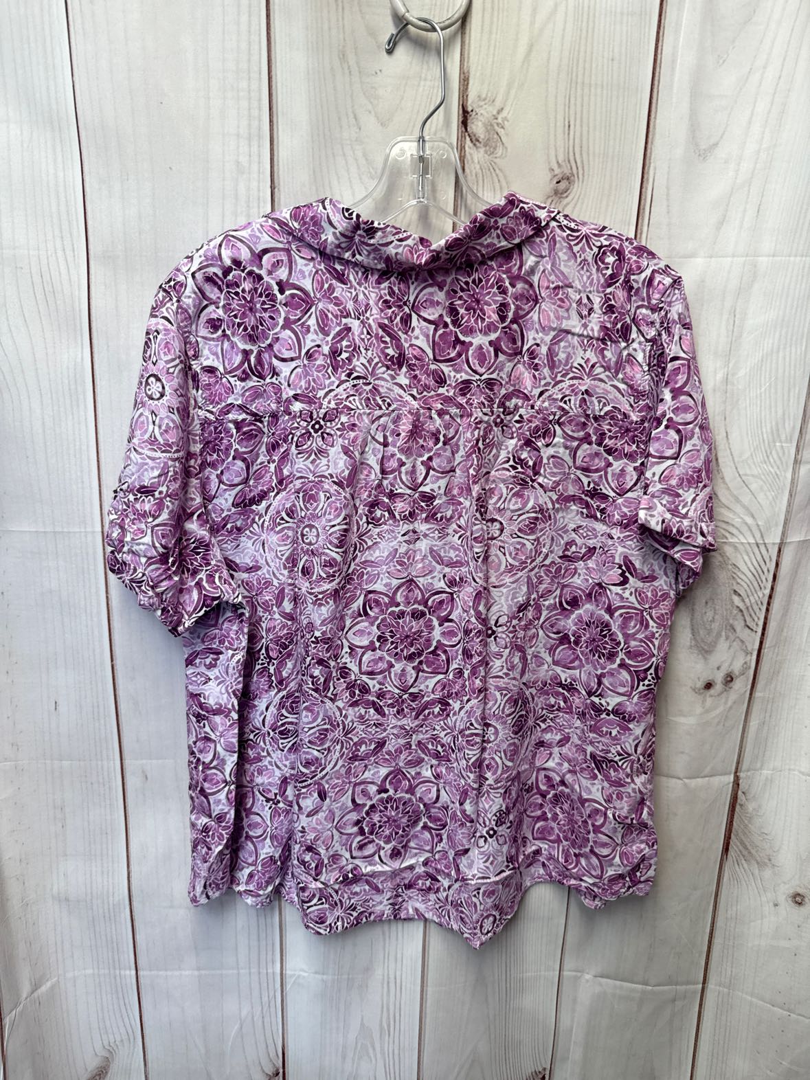 Croft & Barrow Women's Size 1X Purple Floral Short Sleeve Top
