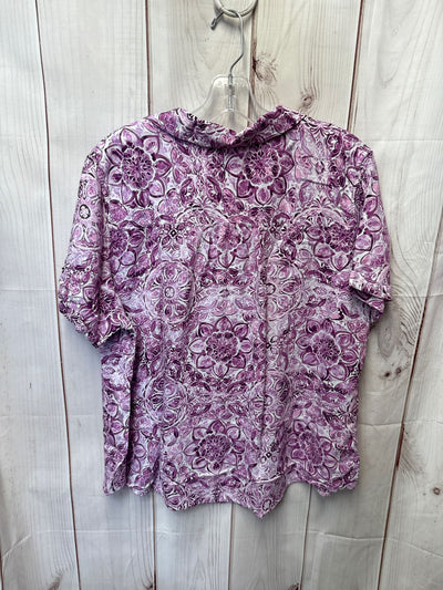 Croft & Barrow Women's Size 1X Purple Floral Short Sleeve Top
