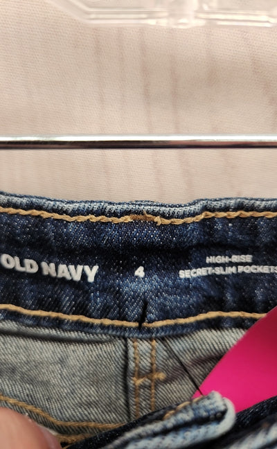 Old Navy Women's Size 4 High Rise Secret Slim Pockets Blue Denim Skirt