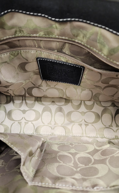 VTG Coach 4419 Tan Straw & Black Leather Trim  Purse Bag AS IS - wear