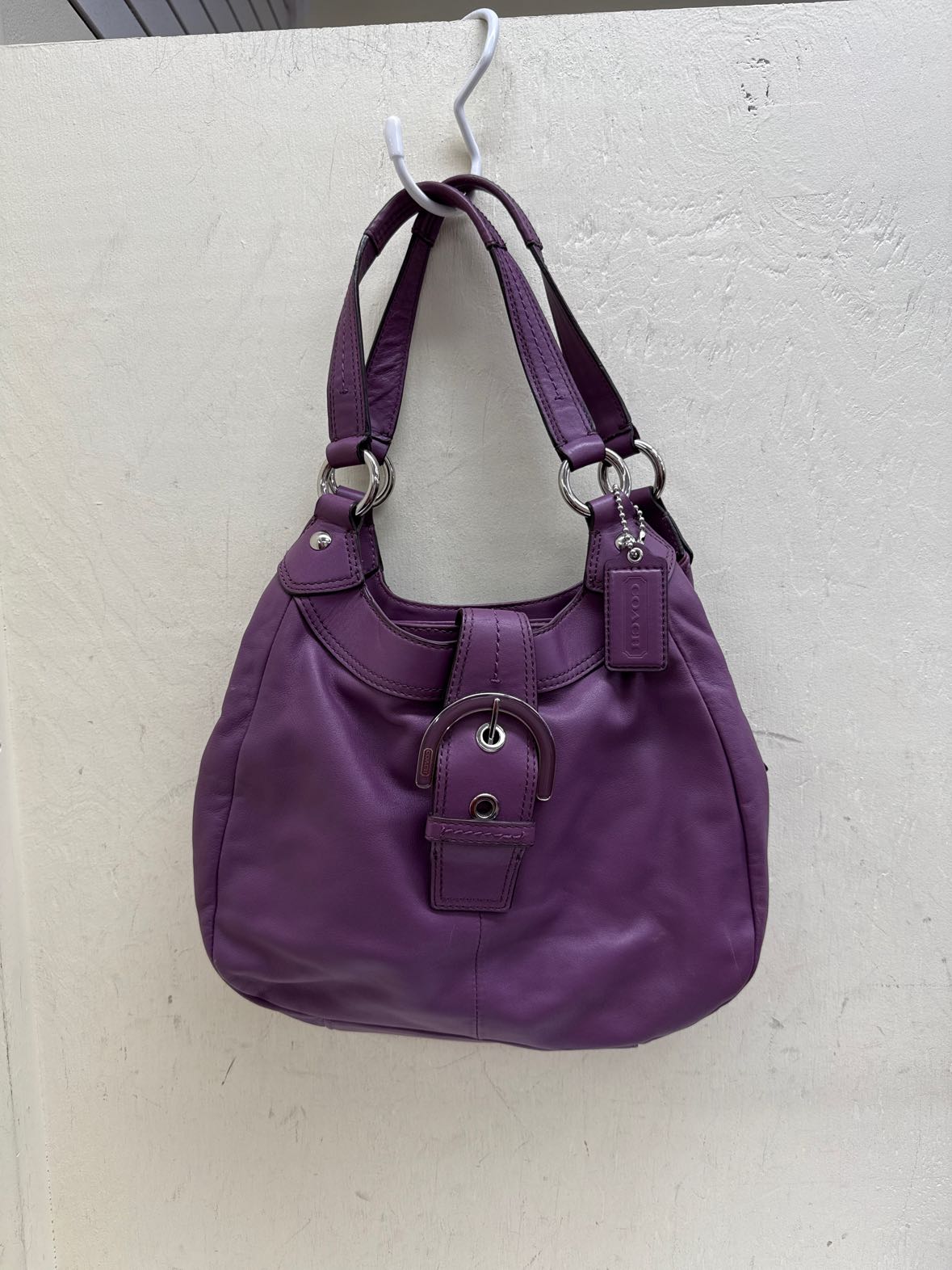 Coach F17219 Purple Leather Hobo Shoulder Purse Bag AS IS - marks