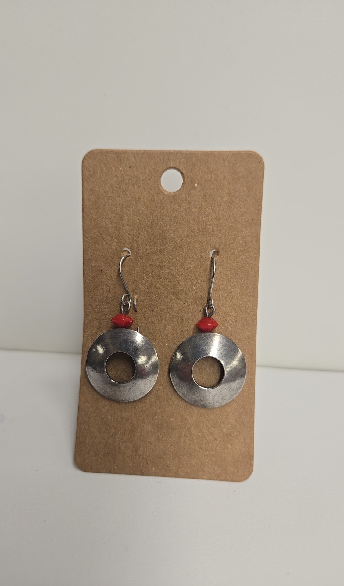 Chico's Silver Red Bead Earrings