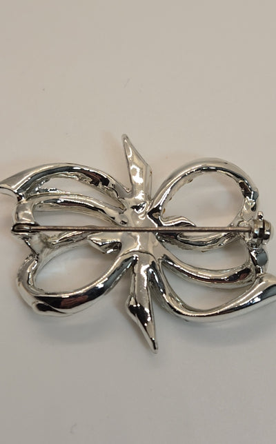 Silver Bow Brooch Pin