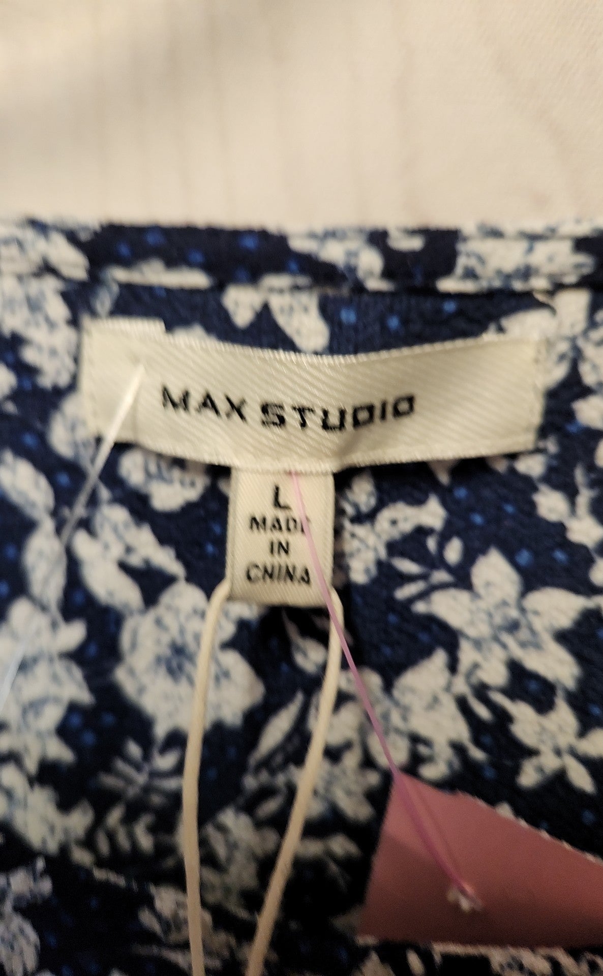 NWT Max Studio Women's Size L Navy Floral Dress