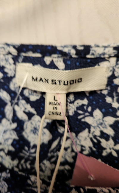 NWT Max Studio Women's Size L Navy Floral Dress