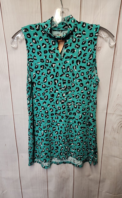 Cuddl Duds Women's Size S Green Animal Print Sleeveless Top