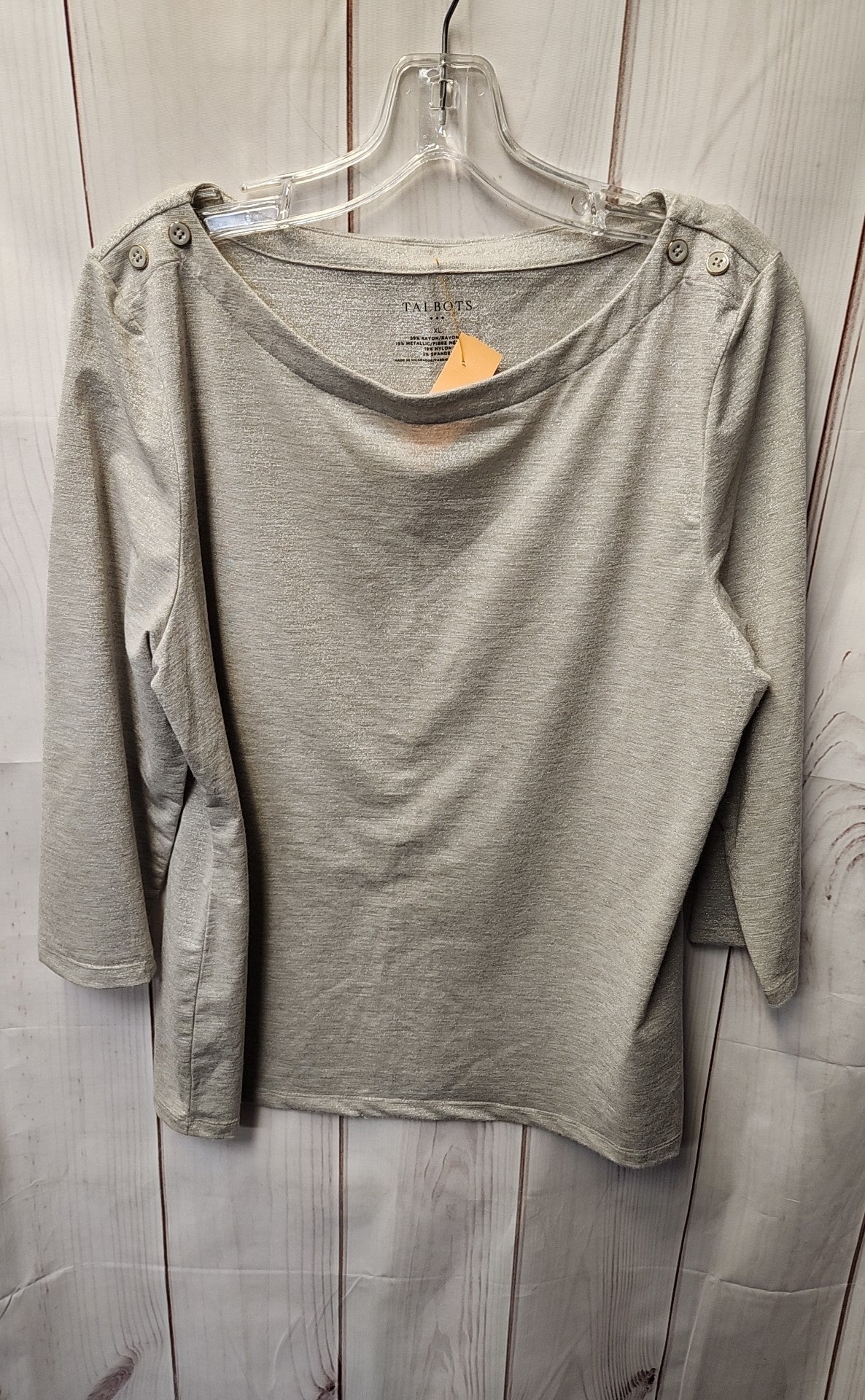 Talbots Women's Size XL Silver 3/4 Sleeve Top