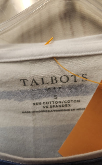 Talbots Women's Size S White & Blue Short Sleeve Top