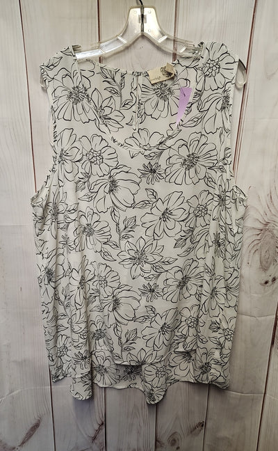 Everleigh Women's Size 2X White Floral Sleeveless Top
