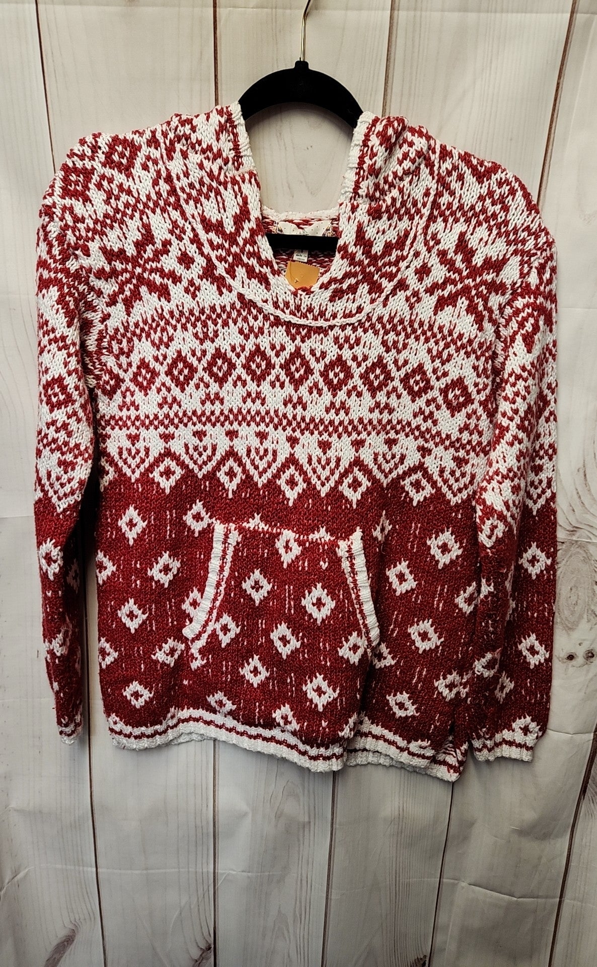 Pink Rose Women's Size S Red & White Hooded Sweater