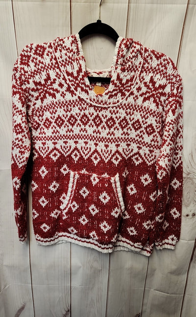 Pink Rose Women's Size S Red & White Hooded Sweater
