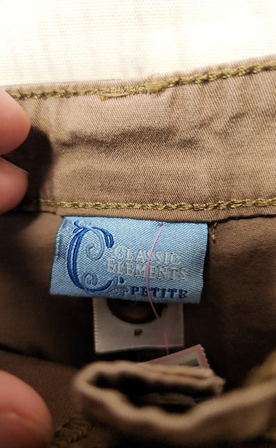 Classic Elements Women's Size 8 Petite Brown Capris