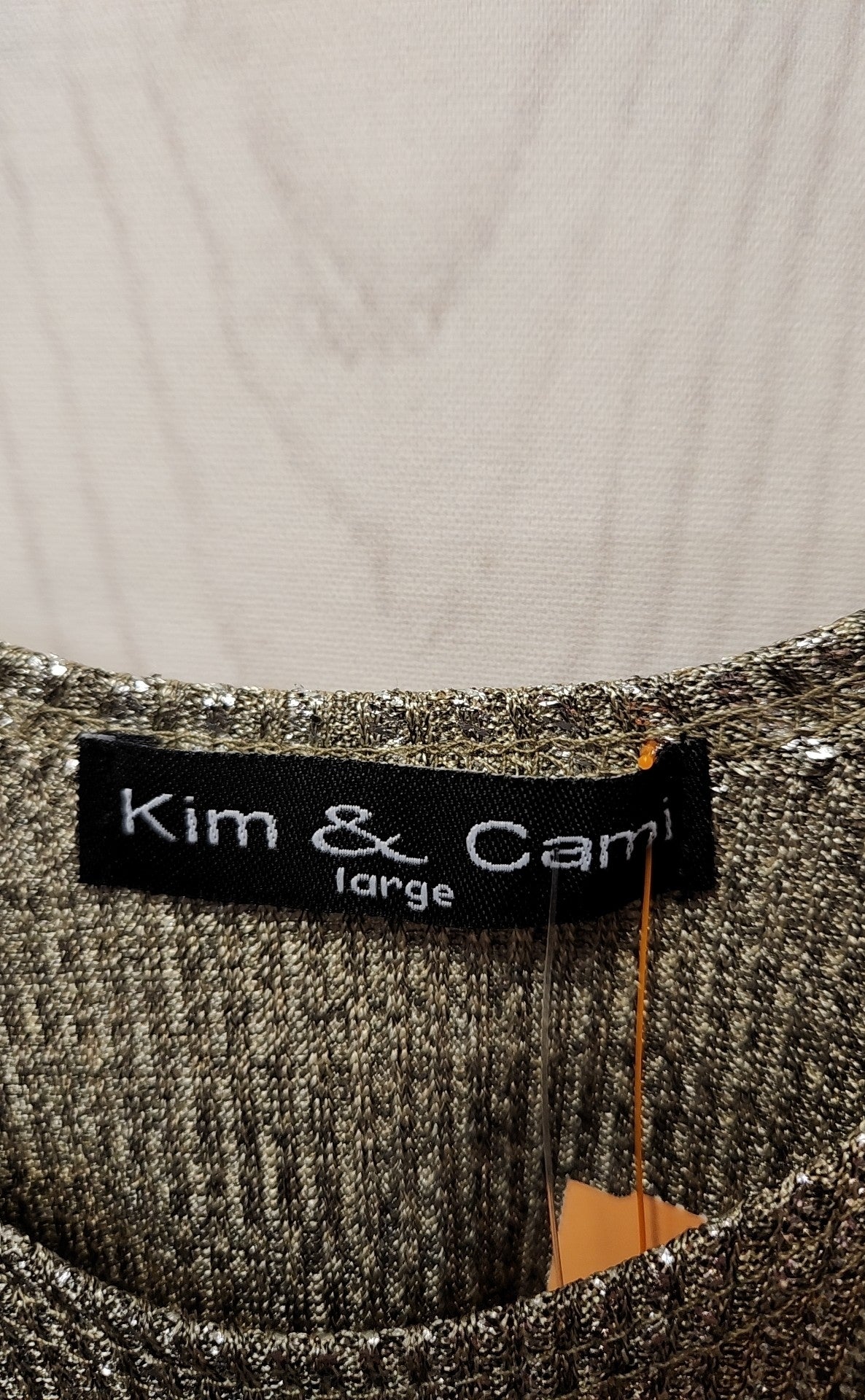 Kim & cami Women's Size L Silver Short Sleeve Top
