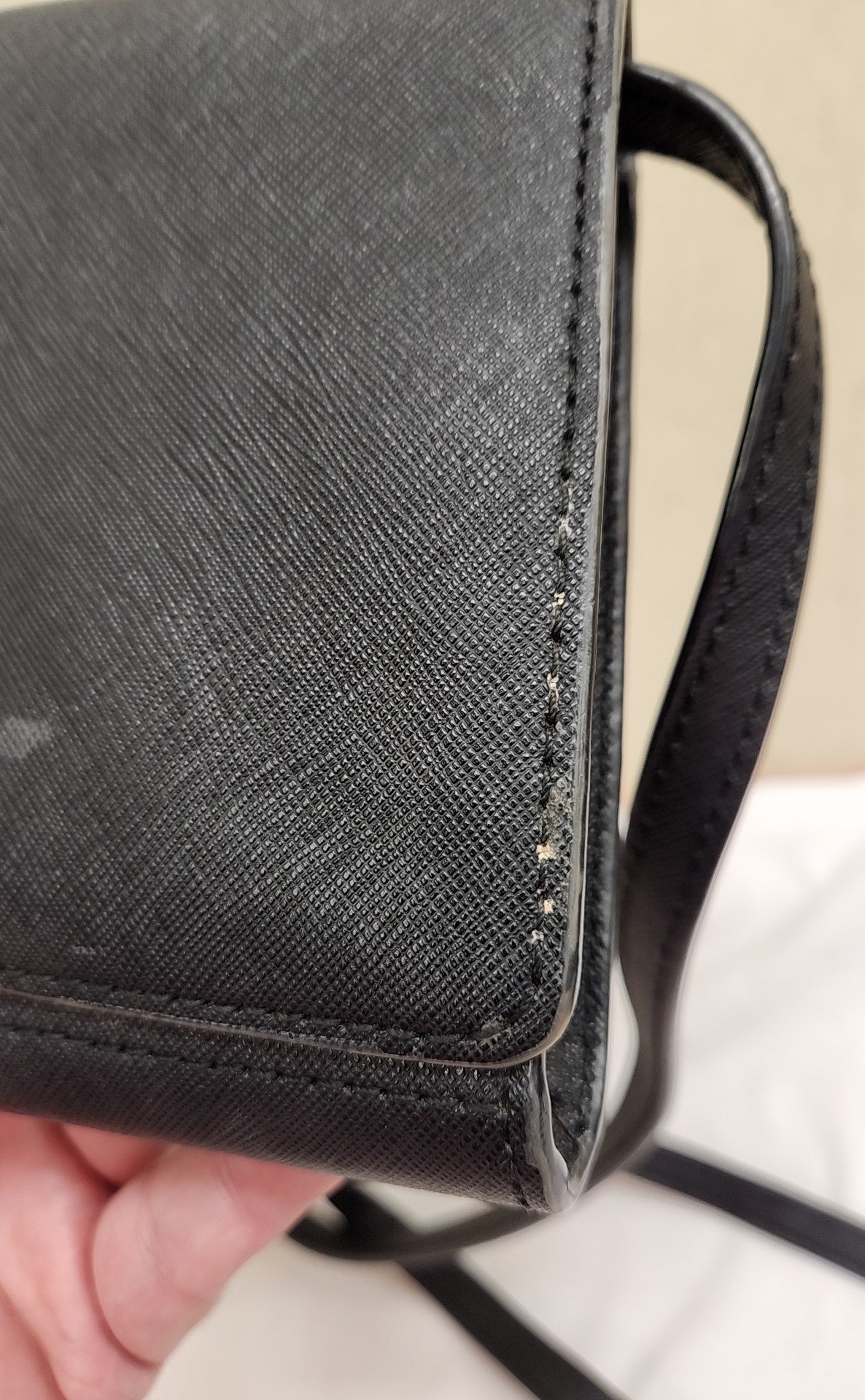 Michael Kors Black Leather Crossbody Purse Bag AS IS - marks