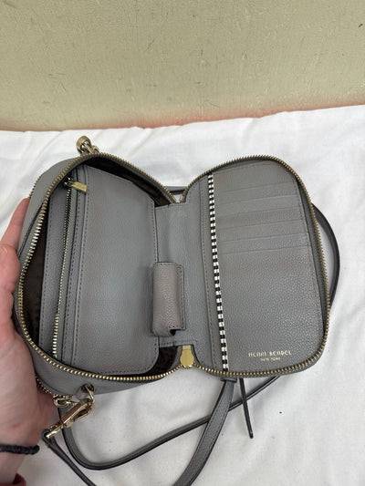 Henri Bendel Gray Leather Crossbody Purse Bag AS IS - marks on front & inside