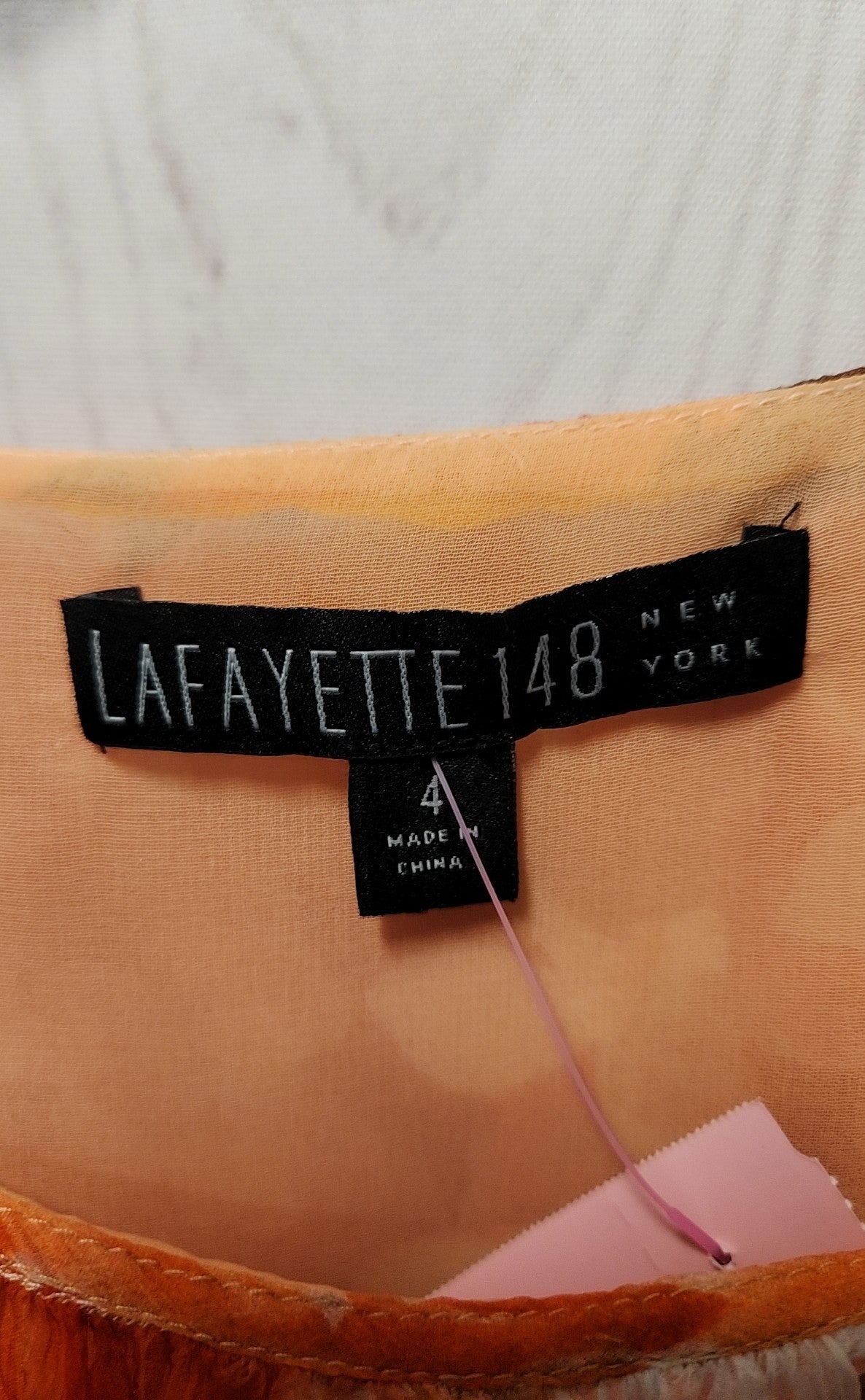 Lafayette 148 Women's Size 4 Peach Floral Sleeveless Top
