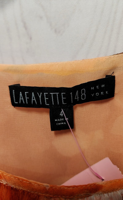 Lafayette 148 Women's Size 4 Peach Floral Sleeveless Top