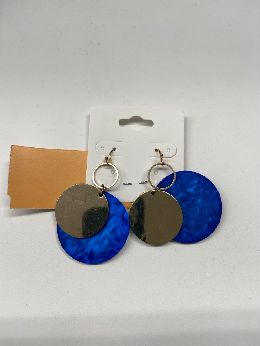 Blue Disk Drop Earrings