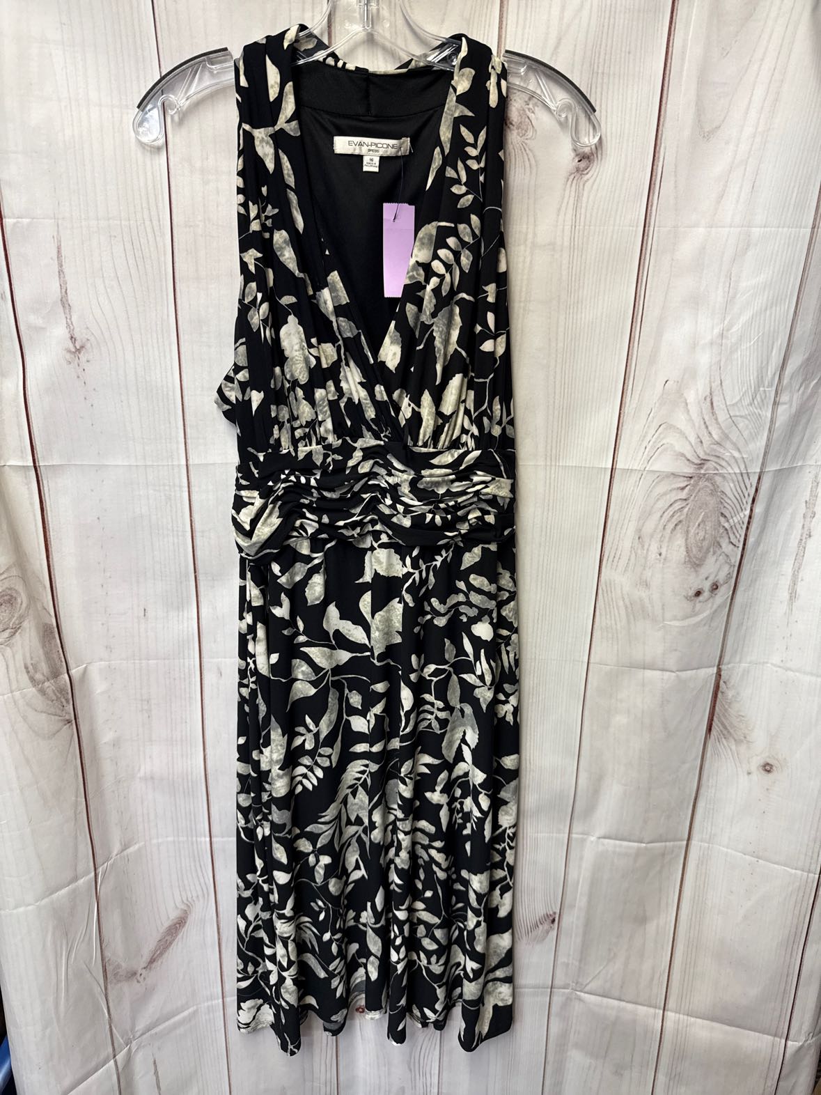 Evan Picone Women's Size 16 Black & White Floral Dress