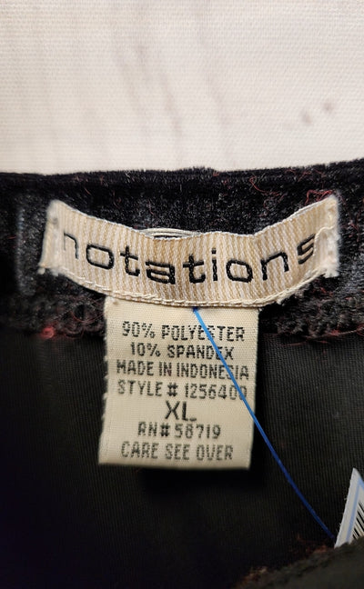 Notations Women's Size XL Black Velour Floral Skirt