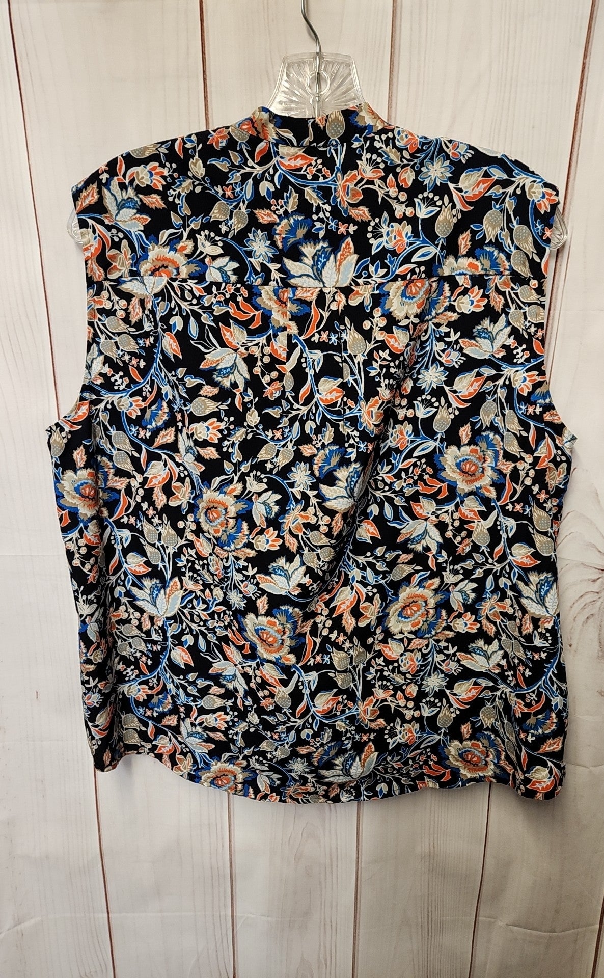 Jones New York Women's Size XL Black Floral Sleeveless Top