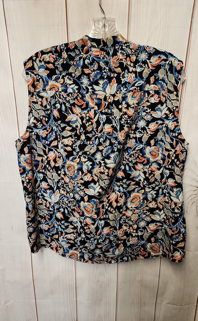 Jones New York Women's Size XL Black Floral Sleeveless Top