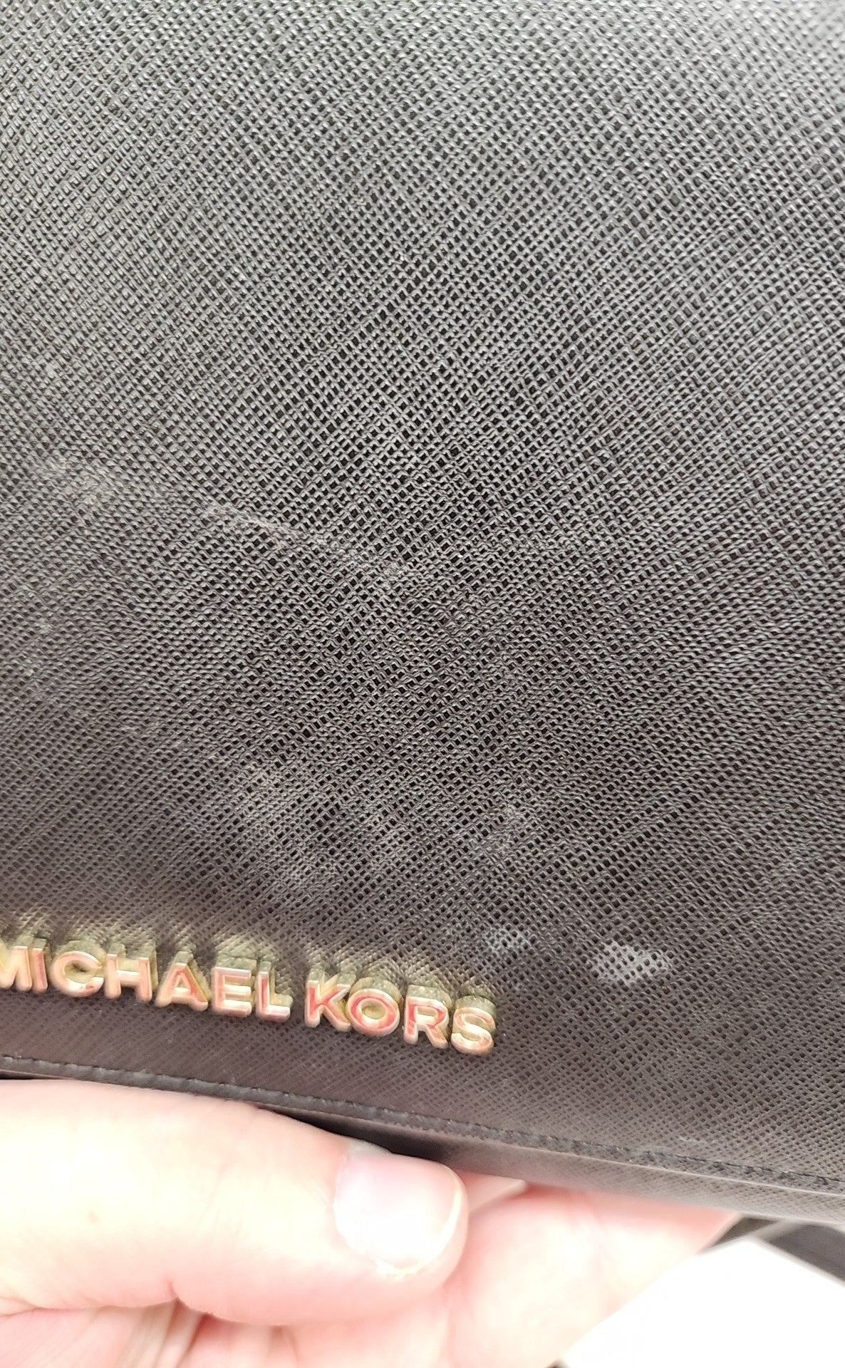 Michael Kors Black Leather Crossbody Purse Bag AS IS - marks