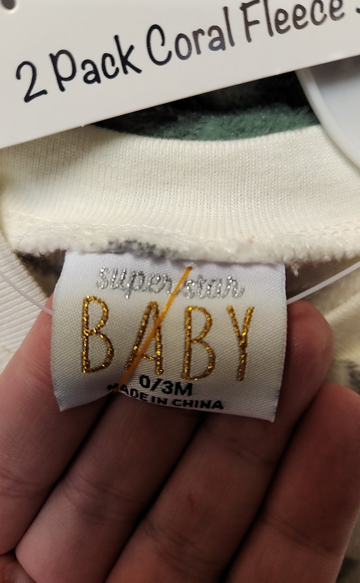 NWT Super Star Boy's Size 0-3 Months White & Green Pajamas Set