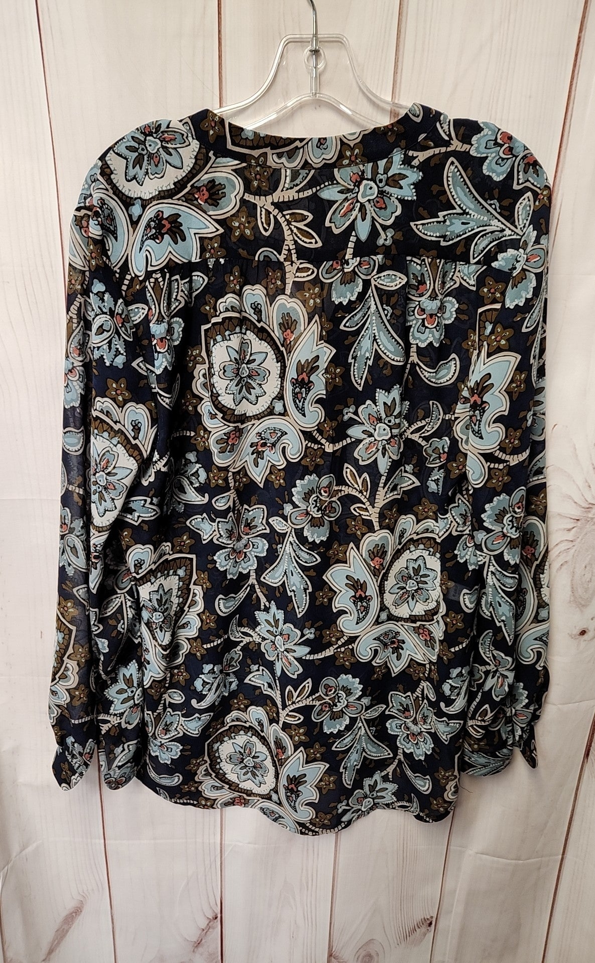 Loft Women's Size M Navy Floral Long Sleeve Top