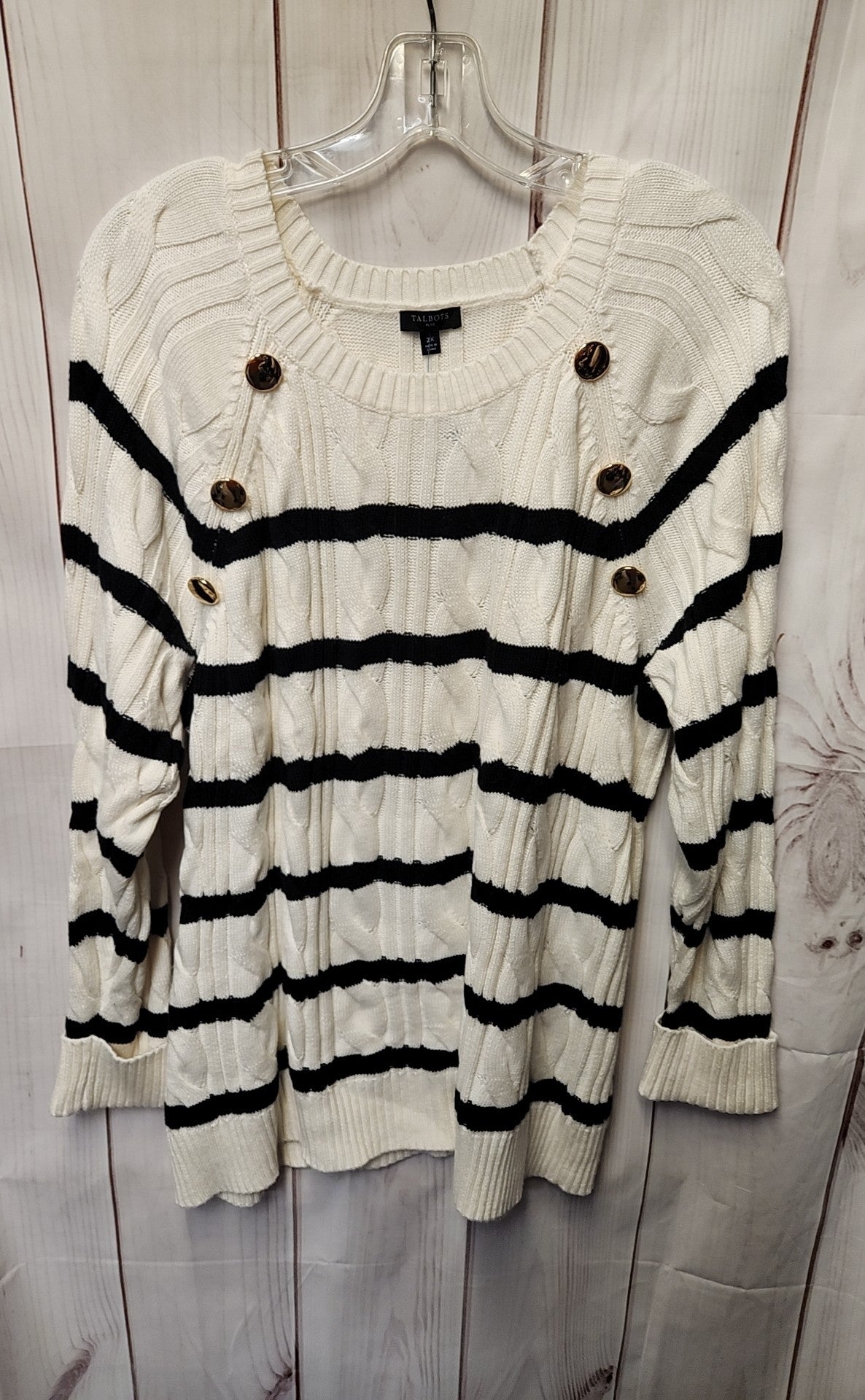 Talbots Women's Size 2X White & Black Sweater