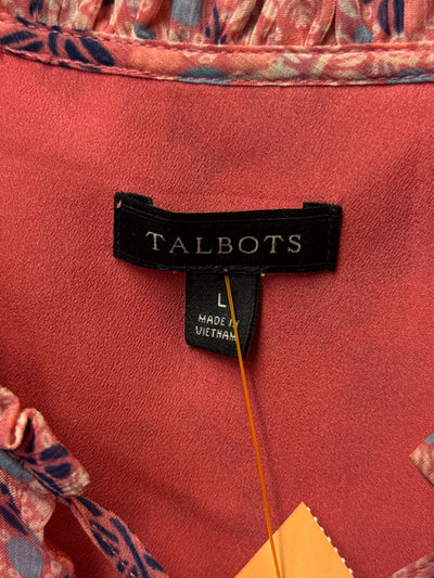 Talbots Women's Size L Pink Floral Long Sleeve Top