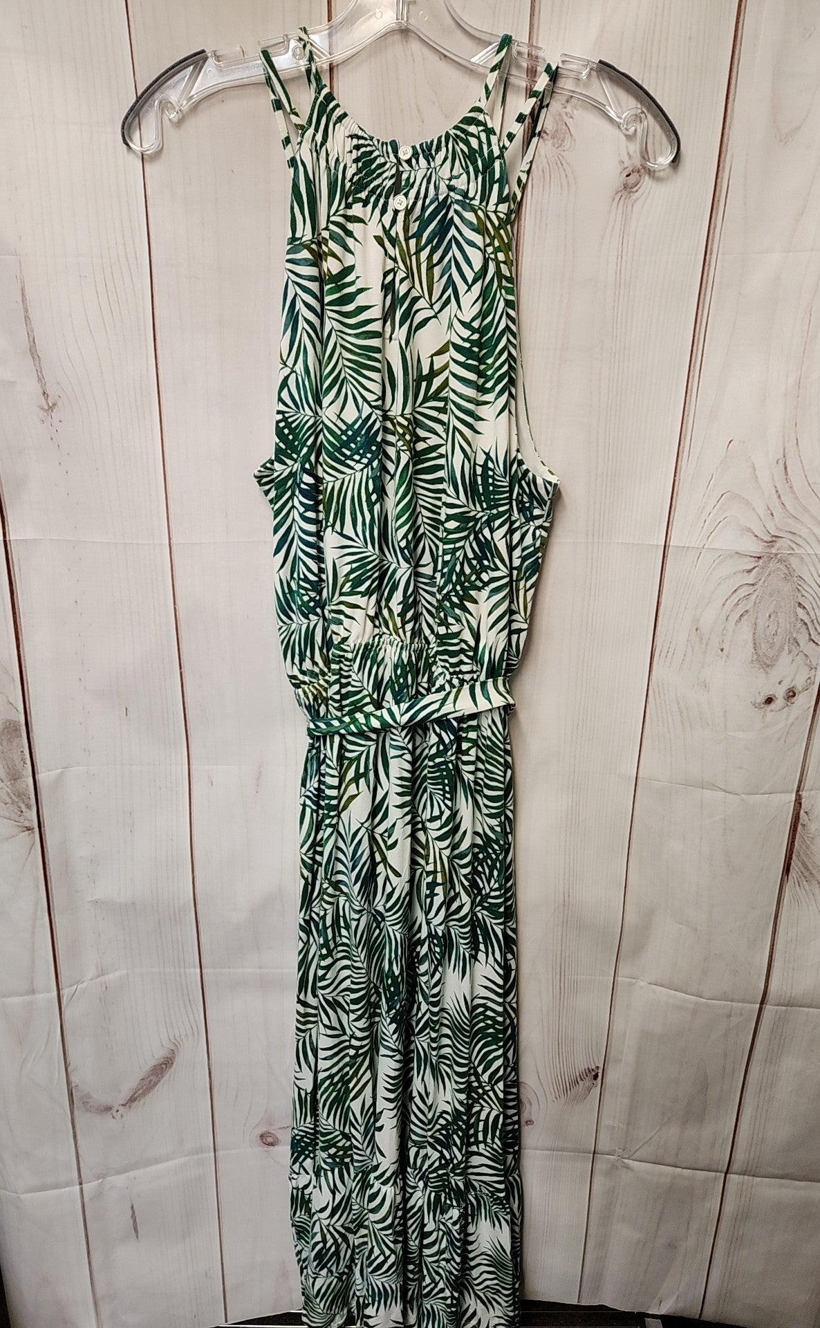 Loft Women's Size L White & Green Floral Dress