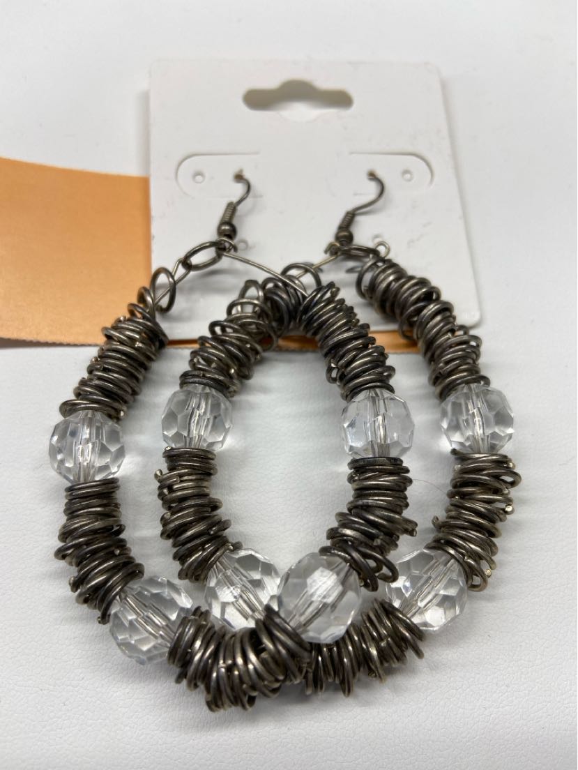 Gray Hoop Earrings