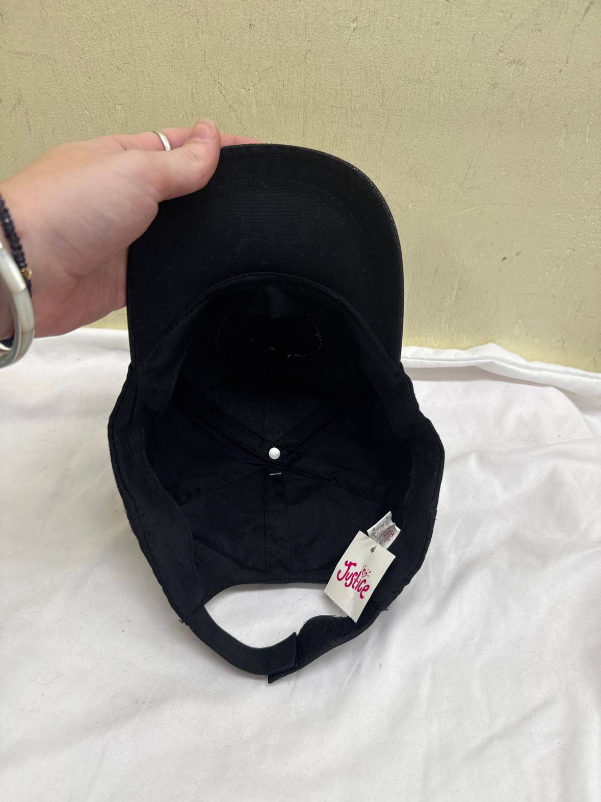 NWT Justice Size Adjustable Black Hat
