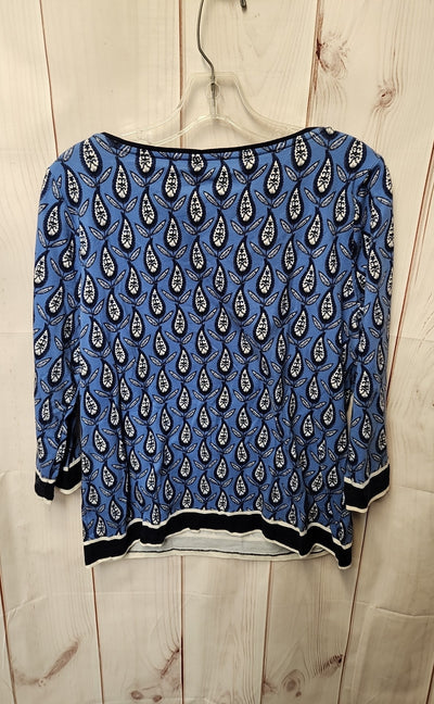 Talbots Women's Size L Petite Blue 3/4 Sleeve Top