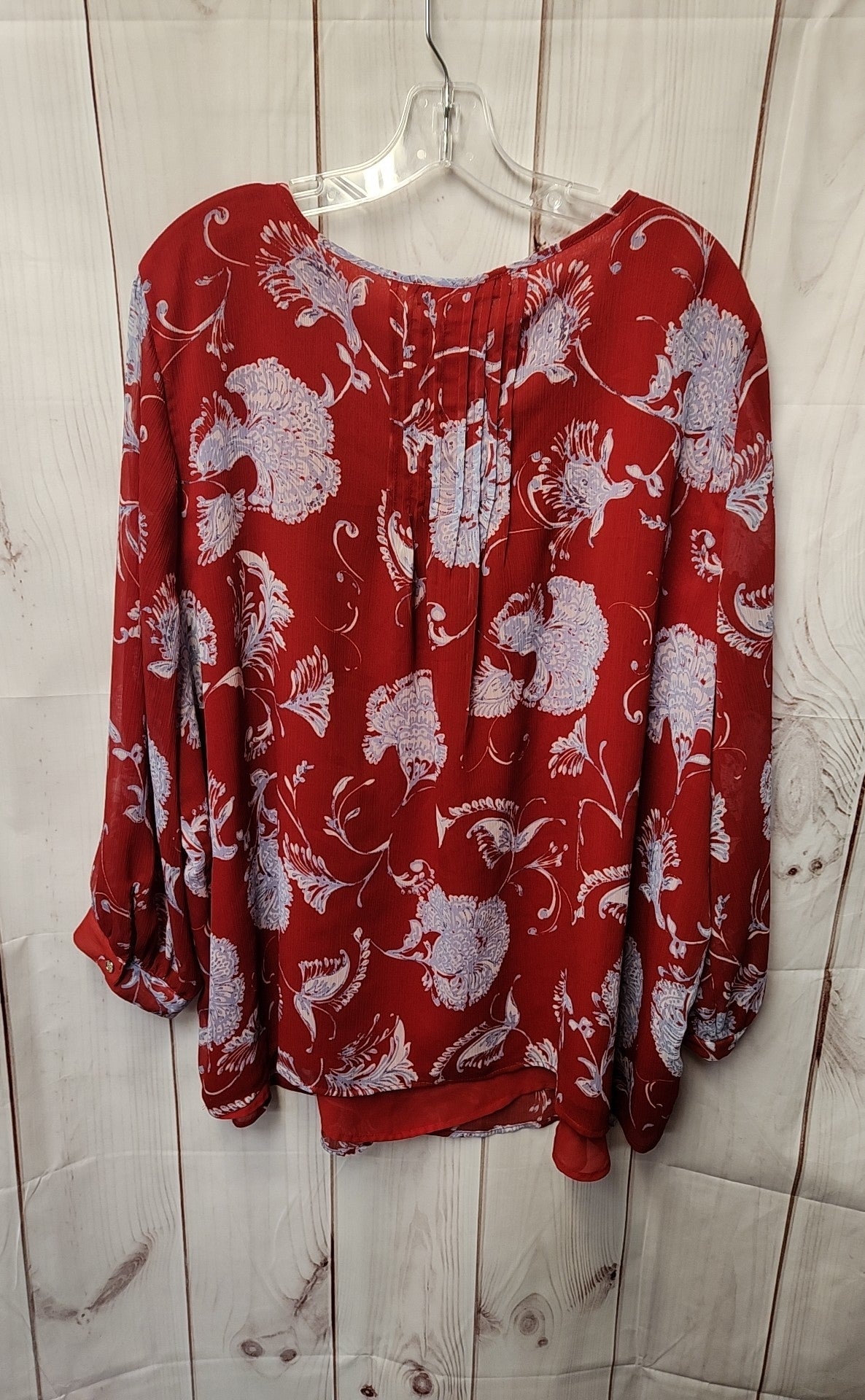 Tommy Hilfiger Women's Size 3X Red Floral Long Sleeve Top