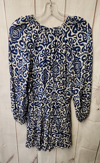 Zara Women's Size S White & Blue Dress