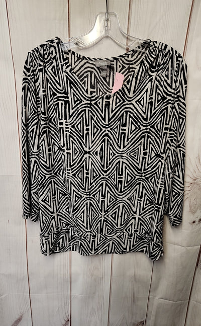Chico's Travelers Women's Size 1 = US M White & Black 3/4 Sleeve Top