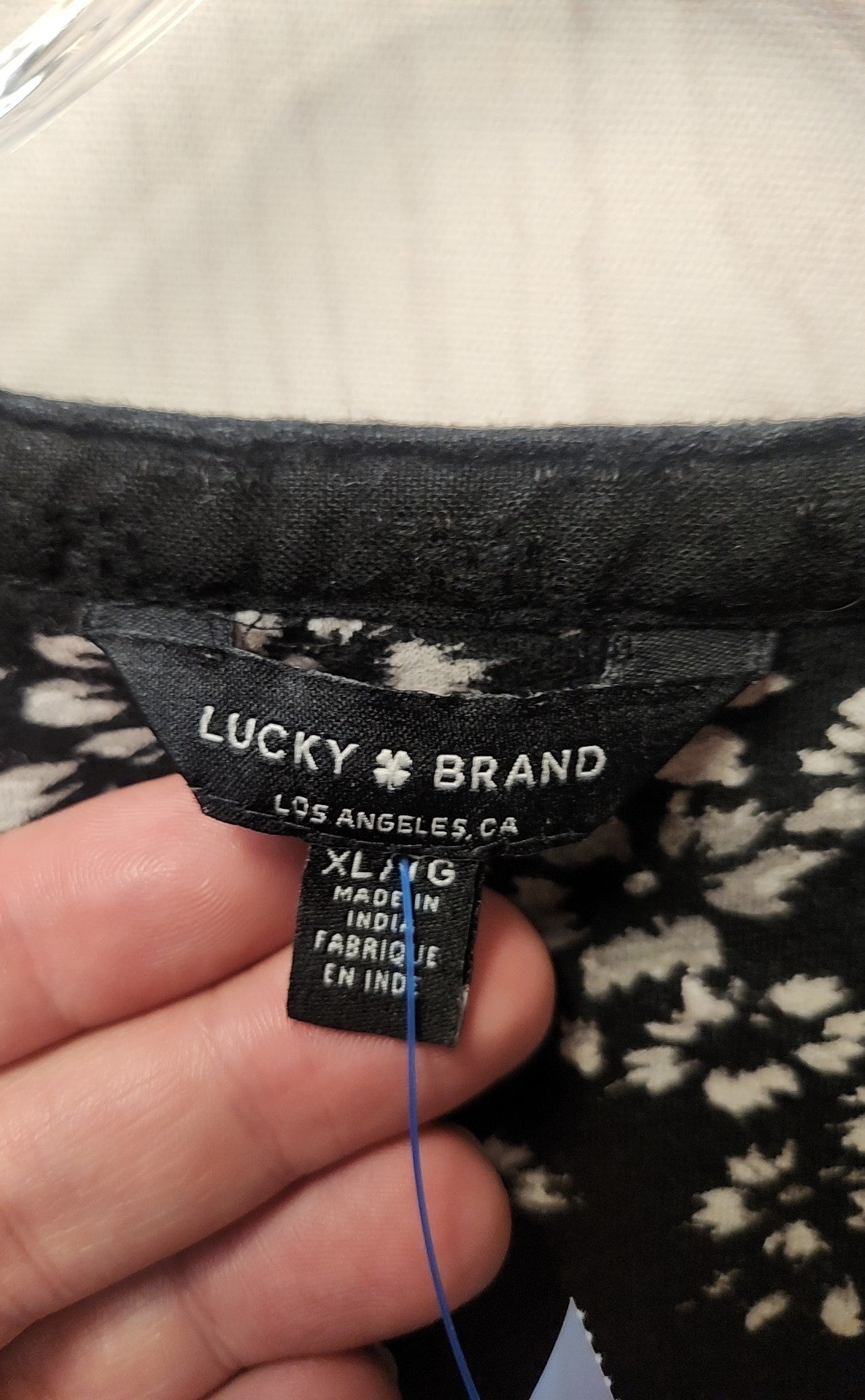 Lucky Brand Women's Size XL Black Floral Long Sleeve Top