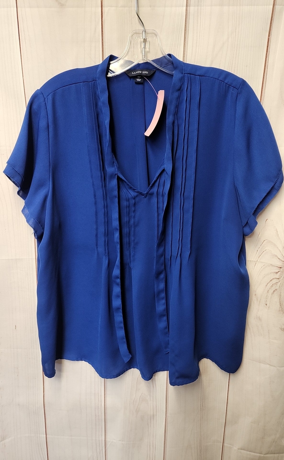 Lands End Women's Size 16 Petite Blue Short Sleeve Top