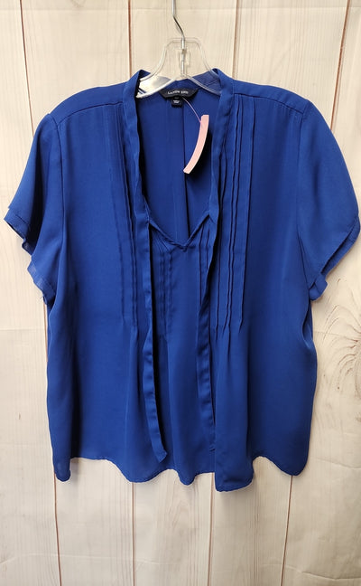 Lands End Women's Size 16 Petite Blue Short Sleeve Top